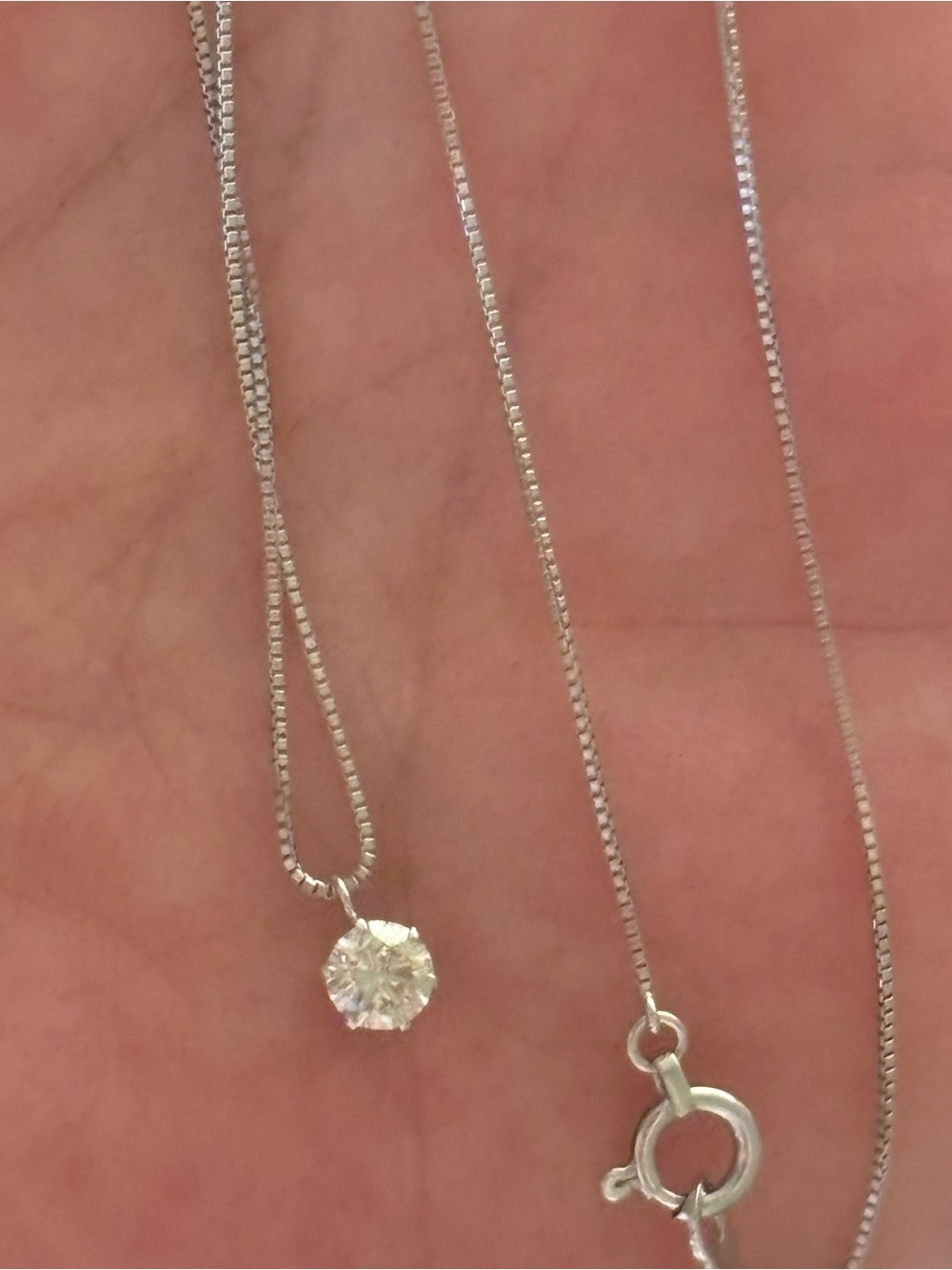 18k white gold 0.226 Ct Natural Diamond solitaire Necklace